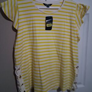 Ralph Lauren Yellow and White Striped Tee